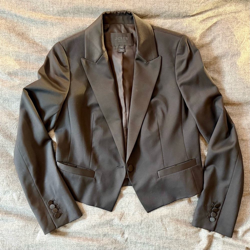 J. Crew Collection 100% wool cropped tux jacket - like new!
